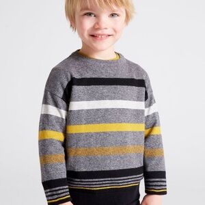 Size 6 Boys Mayoral Gray and Yellow Knit Sweater with Crew Neck
